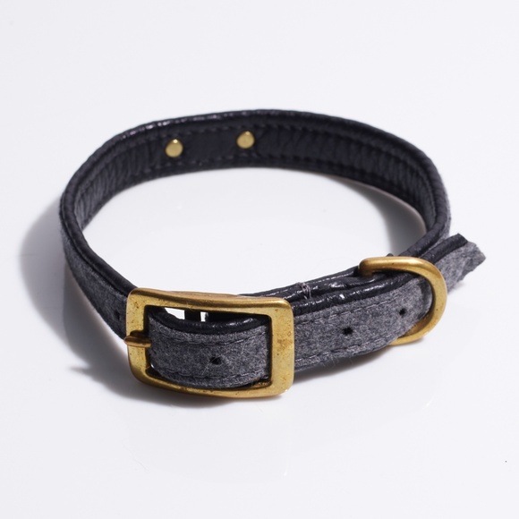 Wool and Leather Dog Collar by Hound Collection with Gold Bar Logo - Picture 2 of 8